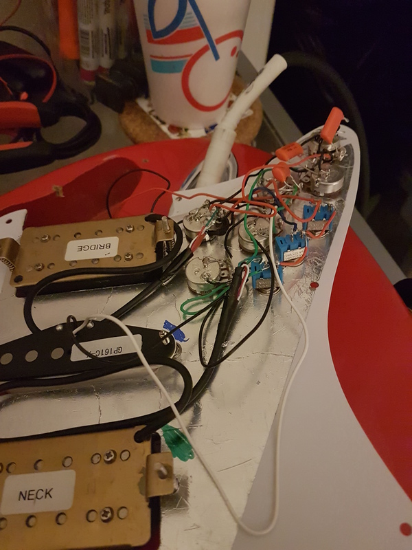 Messy point-to-point wiring.